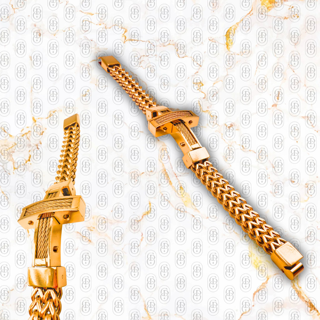 Croce Montana - Brazalete Sólido Chapado en Oro 18k