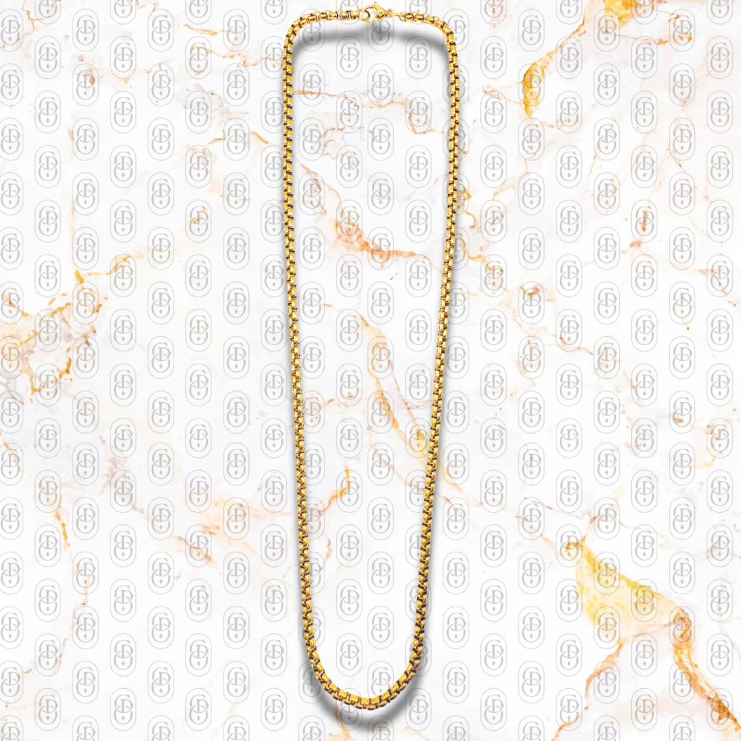 Box Lux 4mm - Cadena Sólida Chapada en Oro 18K