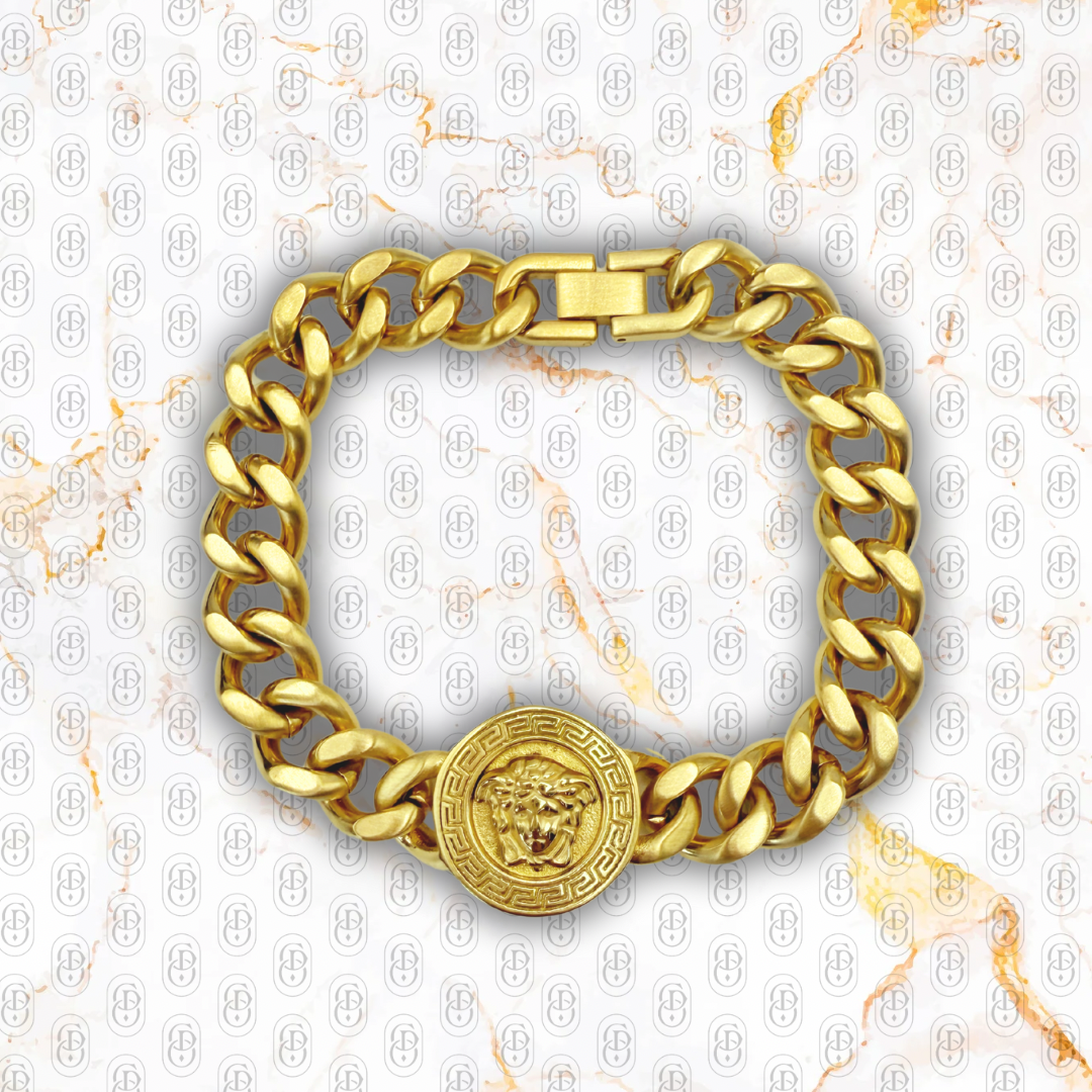 Medusa - Brazalete Sólido Chapado en Oro 18k