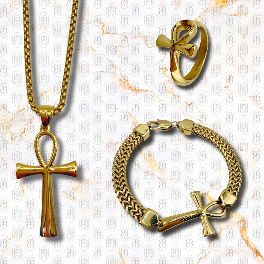 Ankh Royale - Set Cadena Brazalete Anillo Solido