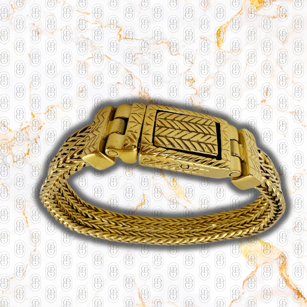 Forza - Brazalete Sólido Chapado en Oro 18k