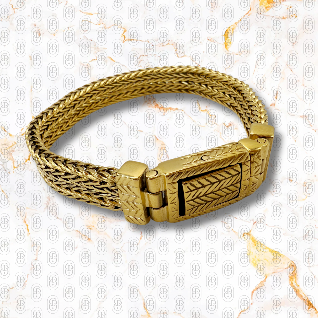 Forza - Brazalete Sólido Chapado en Oro 18k