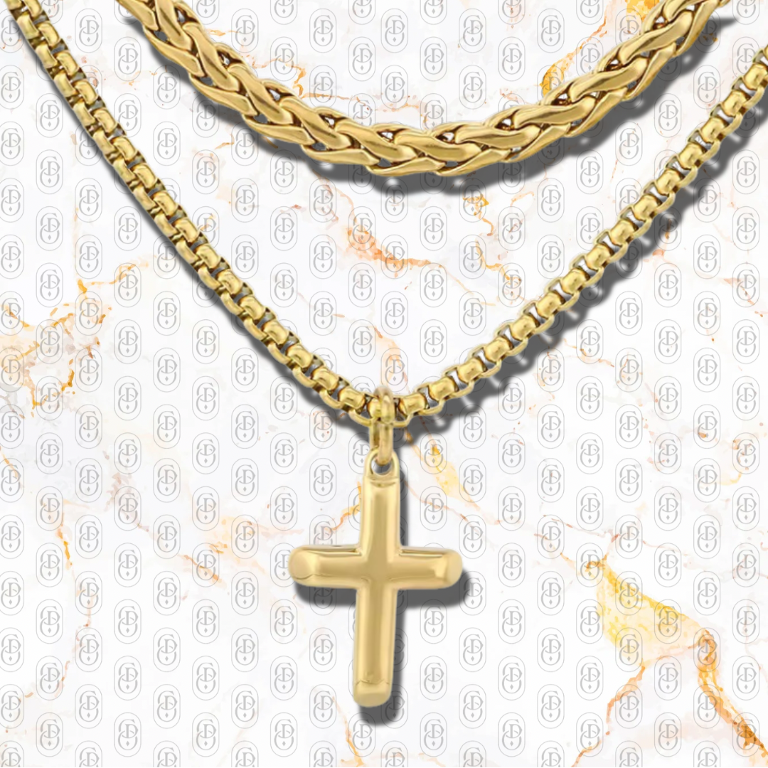 Twin Bless - Cadena Solida Chapada en Oro 18K