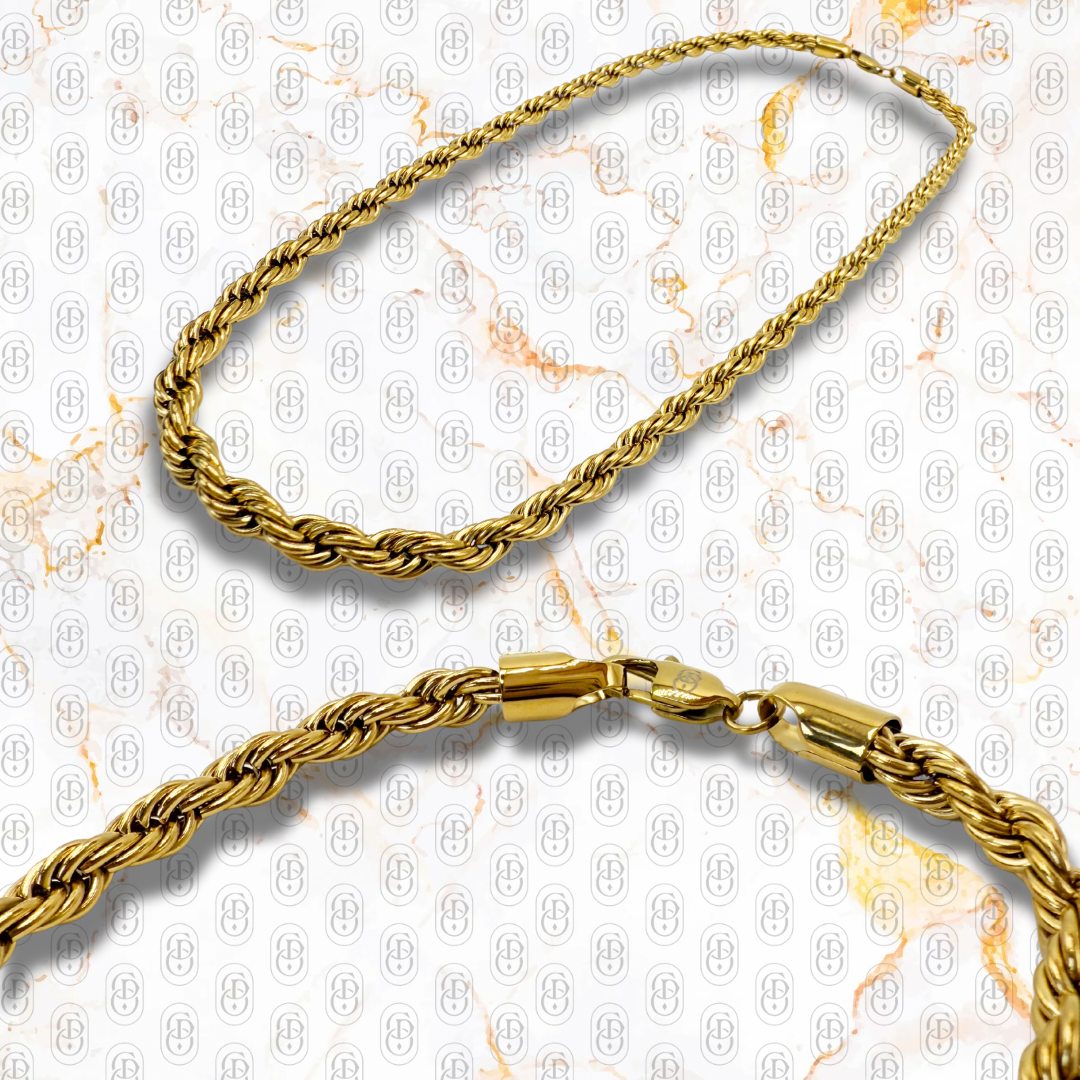 Rope Lux 6mm - Cadena Solida Chapada en Oro 18k