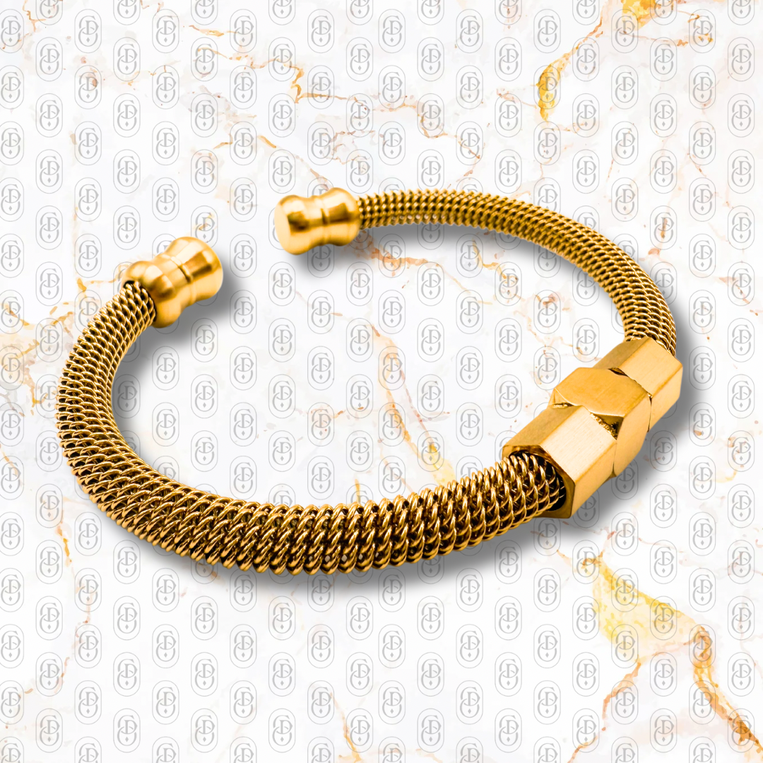 Cobra Milano - Brazalete Sólido Chapado en Oro 18k