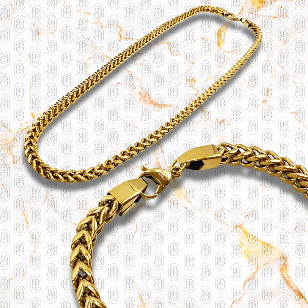 Franco Luxe Chain 5mm - Cadena Sólida Chapada en Oro 18K