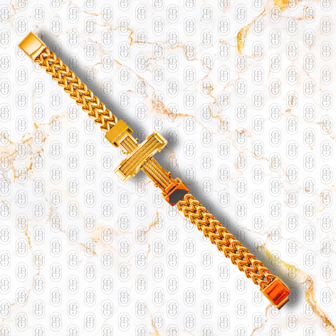 Croce Montana - Brazalete Sólido Chapado en Oro 18k