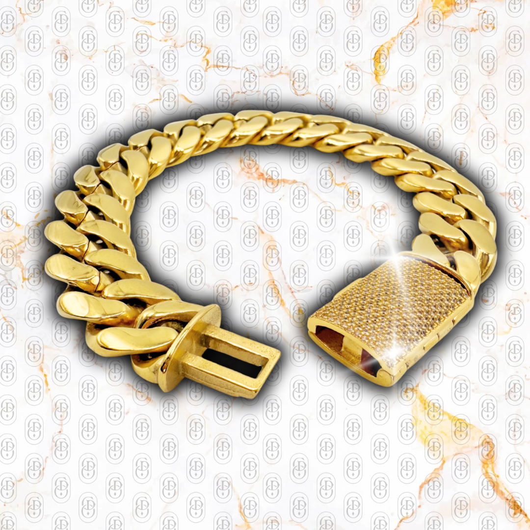 Cuban Premium Gold - BRAZALETE GOLD 14mm