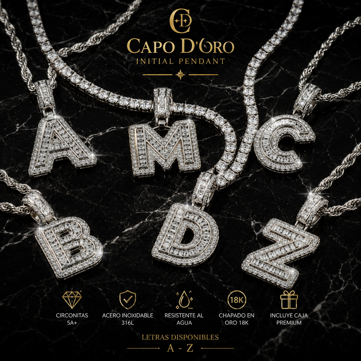 Capo D’Oro Initial Pendant - COLGANTE SILVER