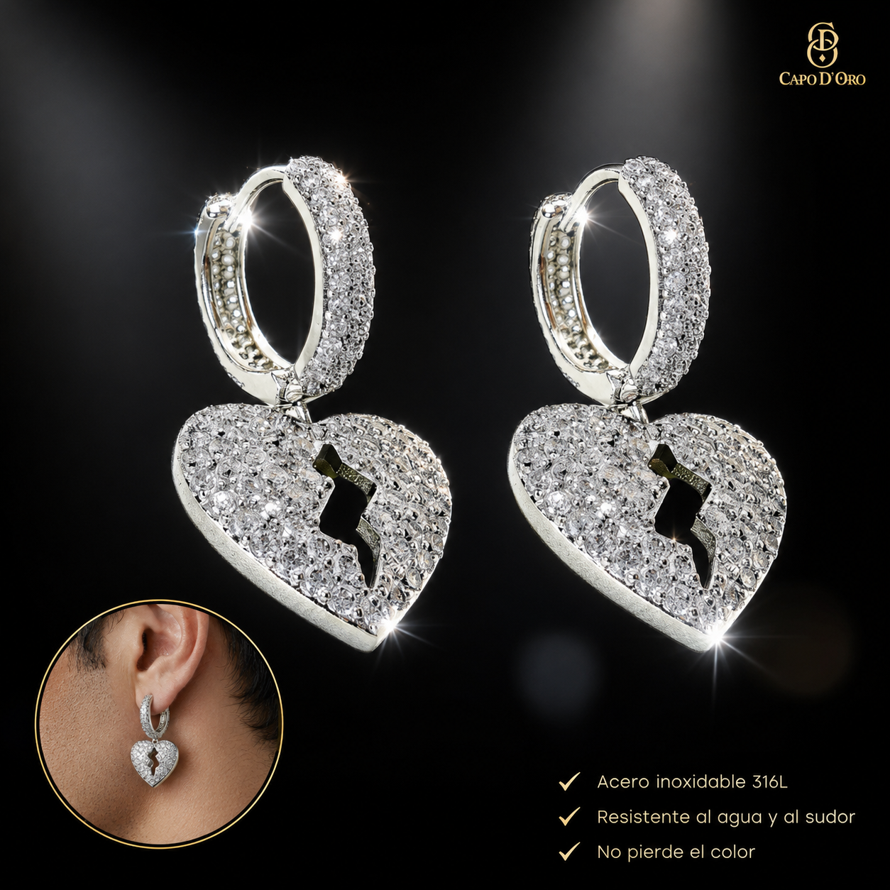 Cuore - PENDIENTES SILVER