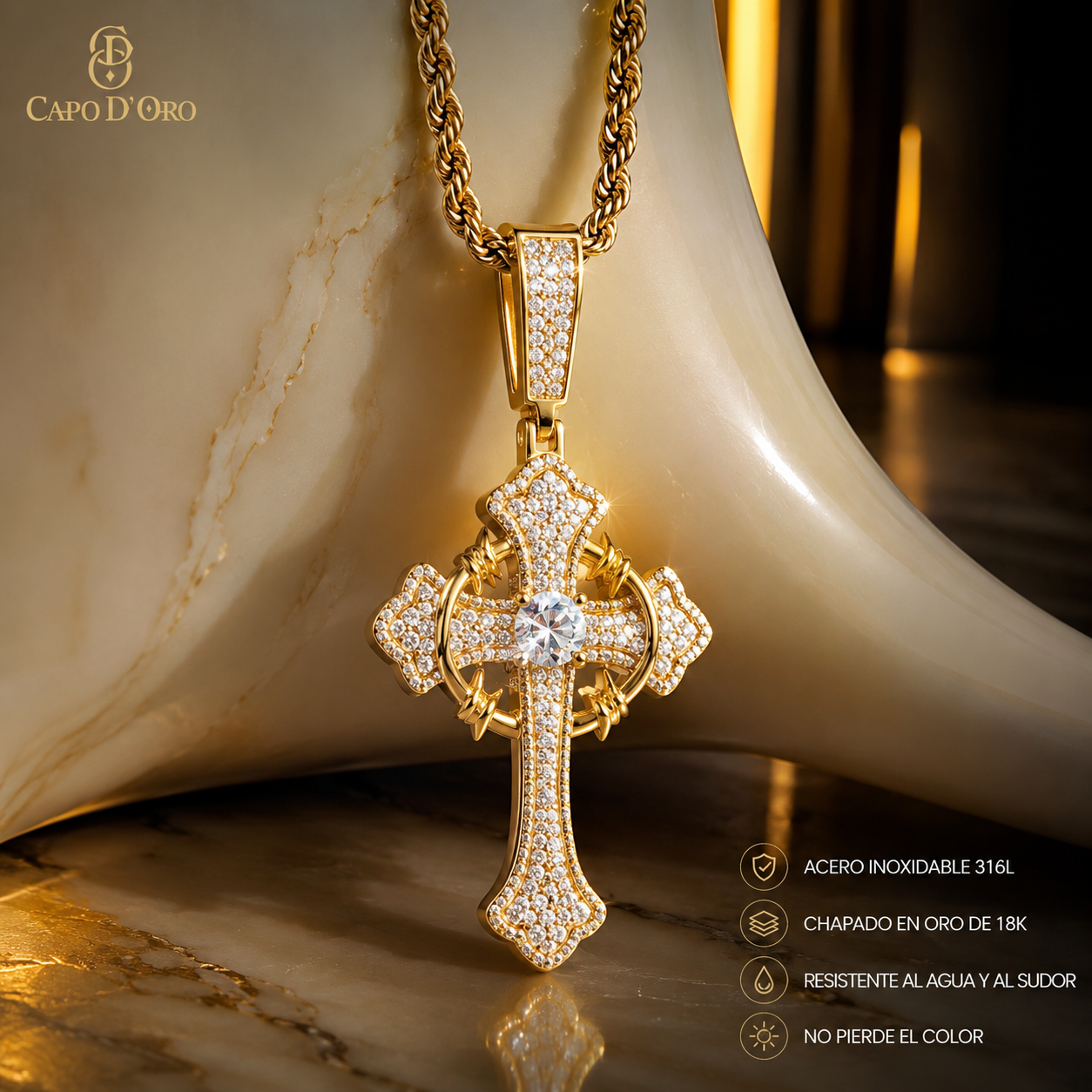 Crowned Salvation - COLGANTE GOLD (Plata de Ley 925/ Moisanitas)