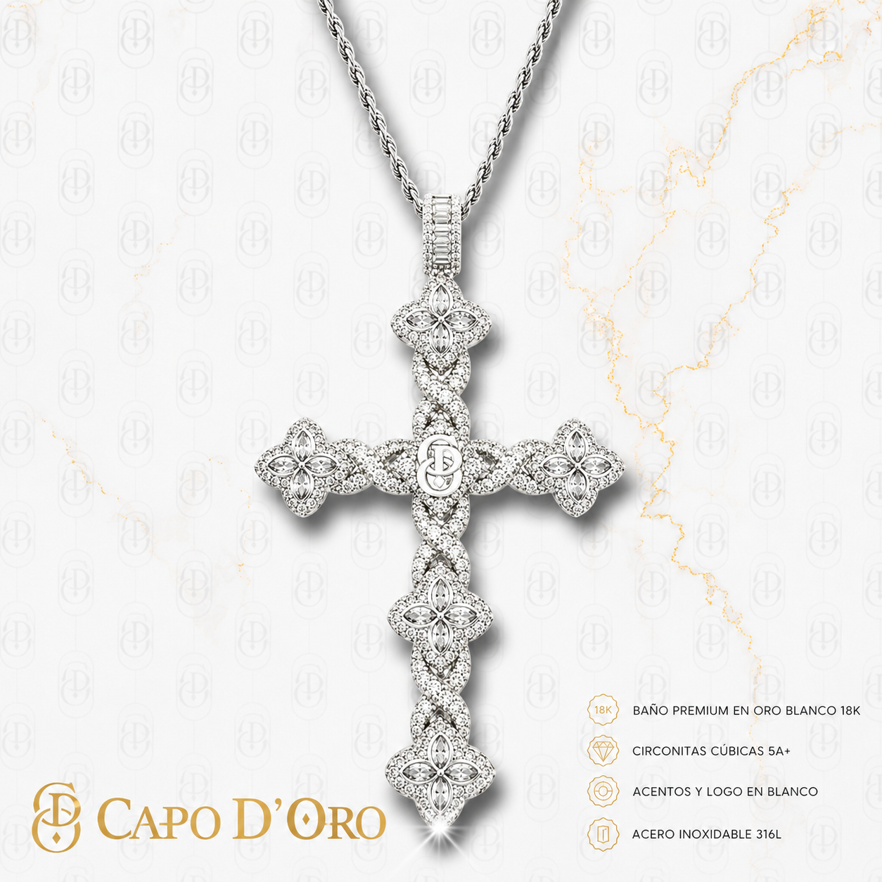 Croce Benedetta - COLGANTE SILVER WHITE