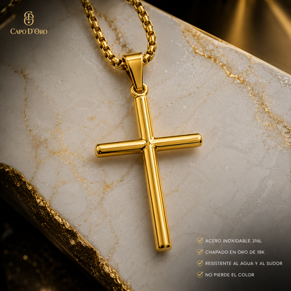 Cruciforte - Colgante Solido Chapado en Oro 18K