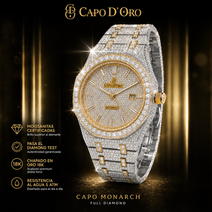 Reloj Capo Monarch - Full Diamond Doble Tono (Moisanitas Certificadas)