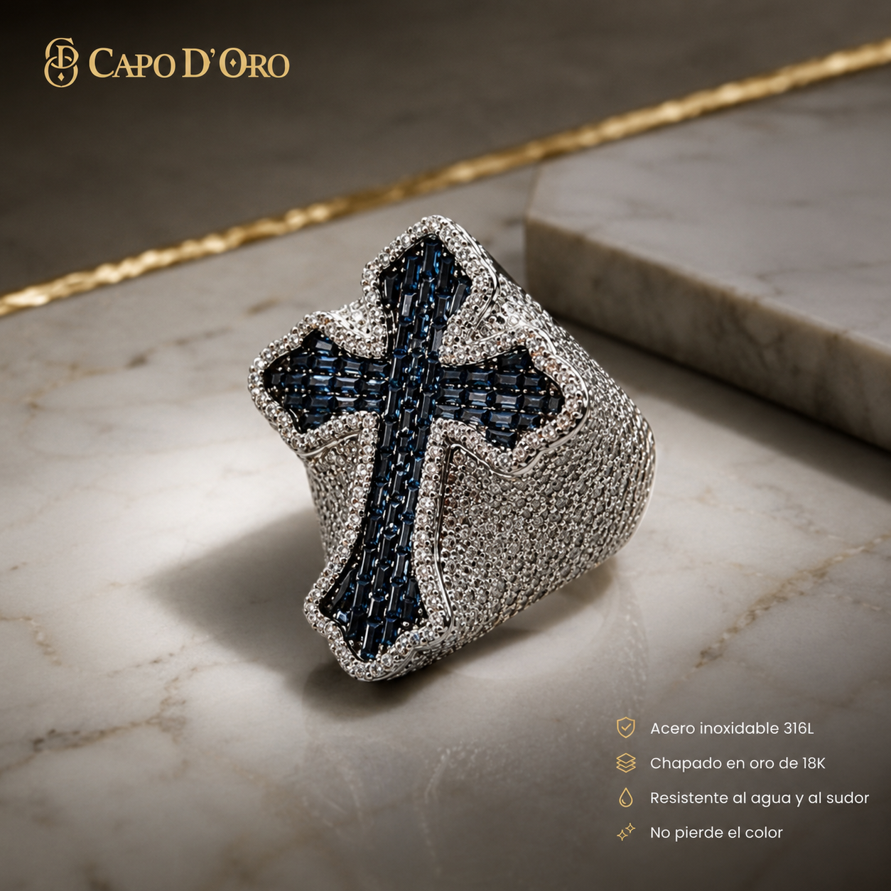 Ankh Celestial BLUE  - ANILLO SILVER