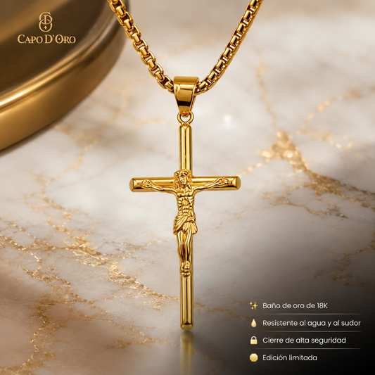 Crufijo del Capo - Colgante Solido Chapado en Oro 18k
