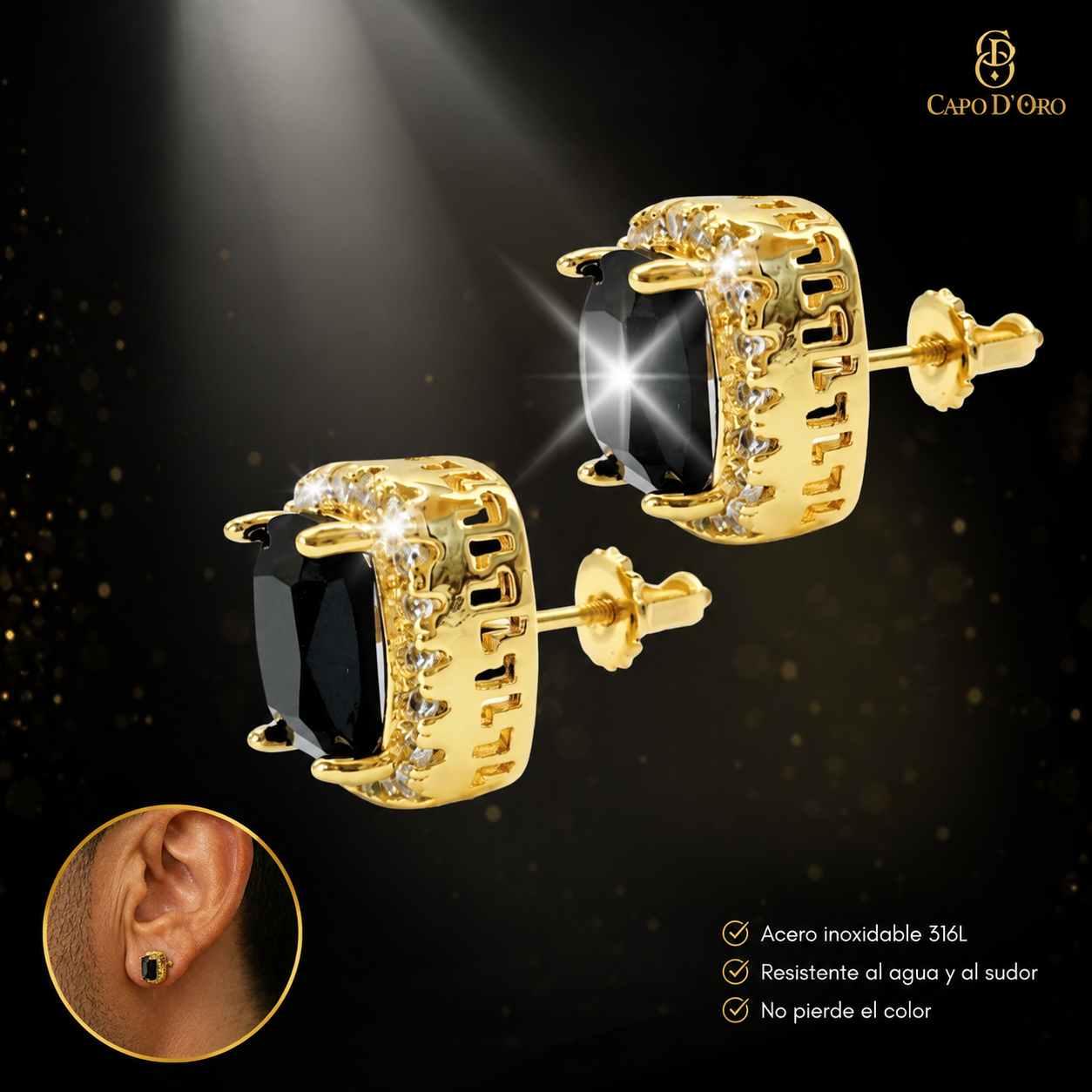Cubic Black - PENDIENTES GOLD