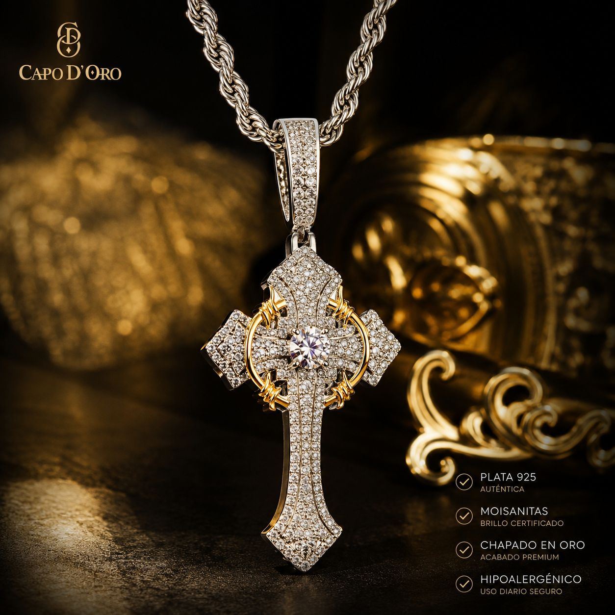 Crowned Salvation - COLGANTE SILVER (Plata de Ley 925/ Moisanitas)