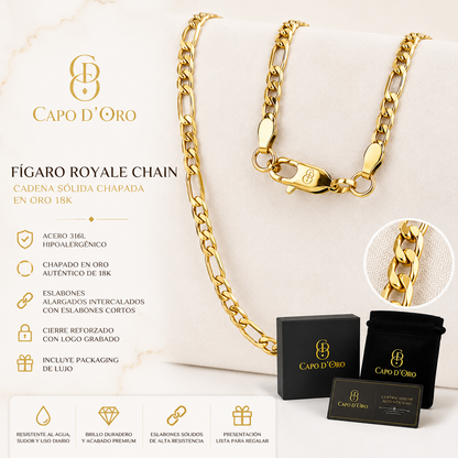 Fígaro Royale 6mm - Cadena Chapada en Oro 18K