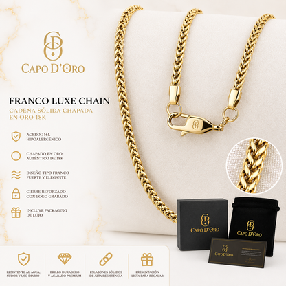 Franco Luxe Chain 5mm - Cadena Sólida Chapada en Oro 18K