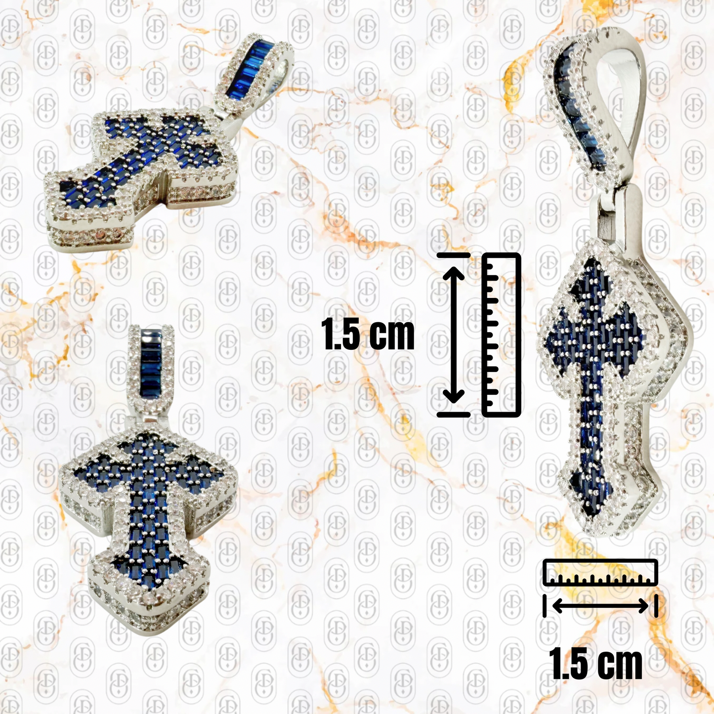 Croce Imperiale Blue - COLGANTE SILVER