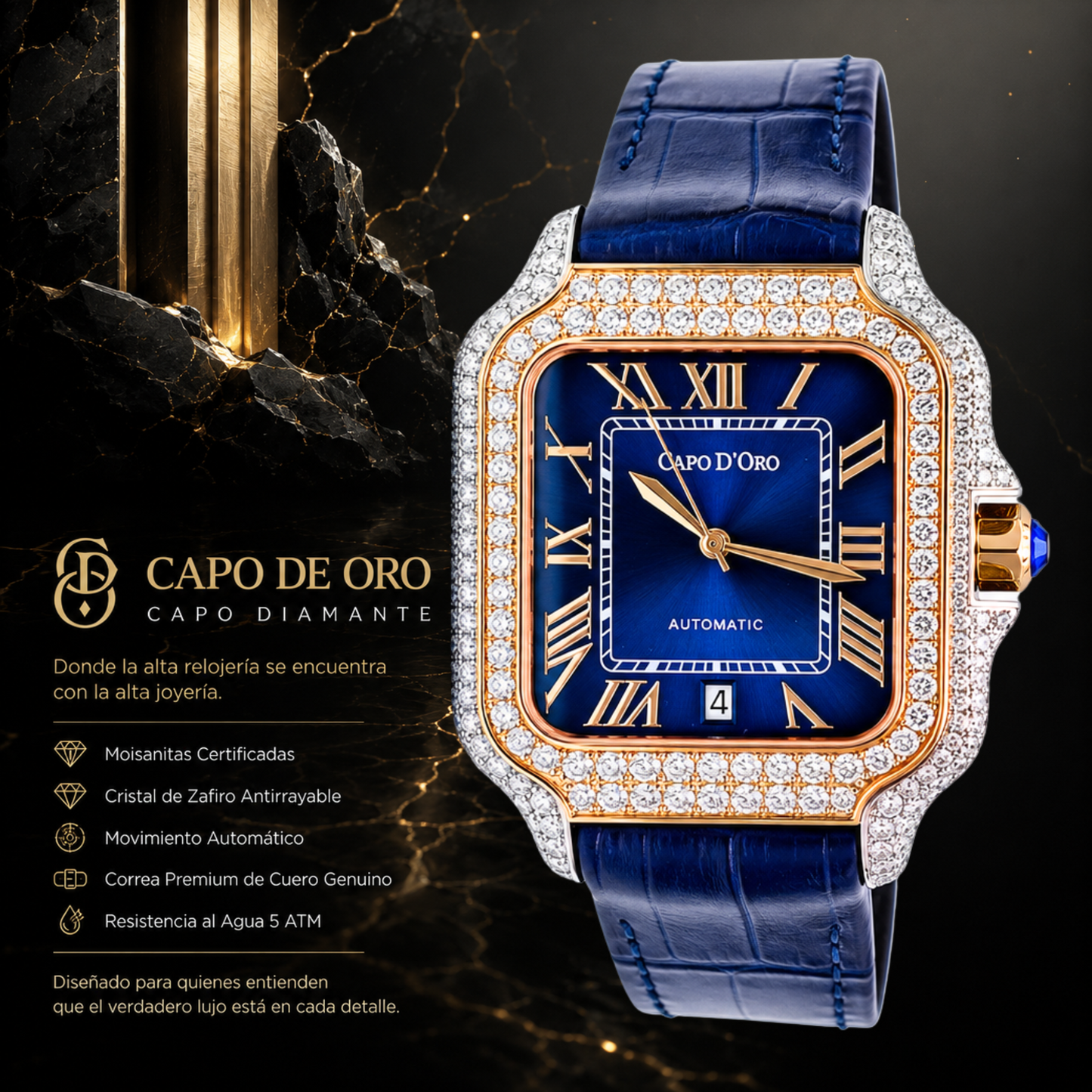 Reloj Capo Diamante – Royal Sapphire (Moisanitas Certificadas)