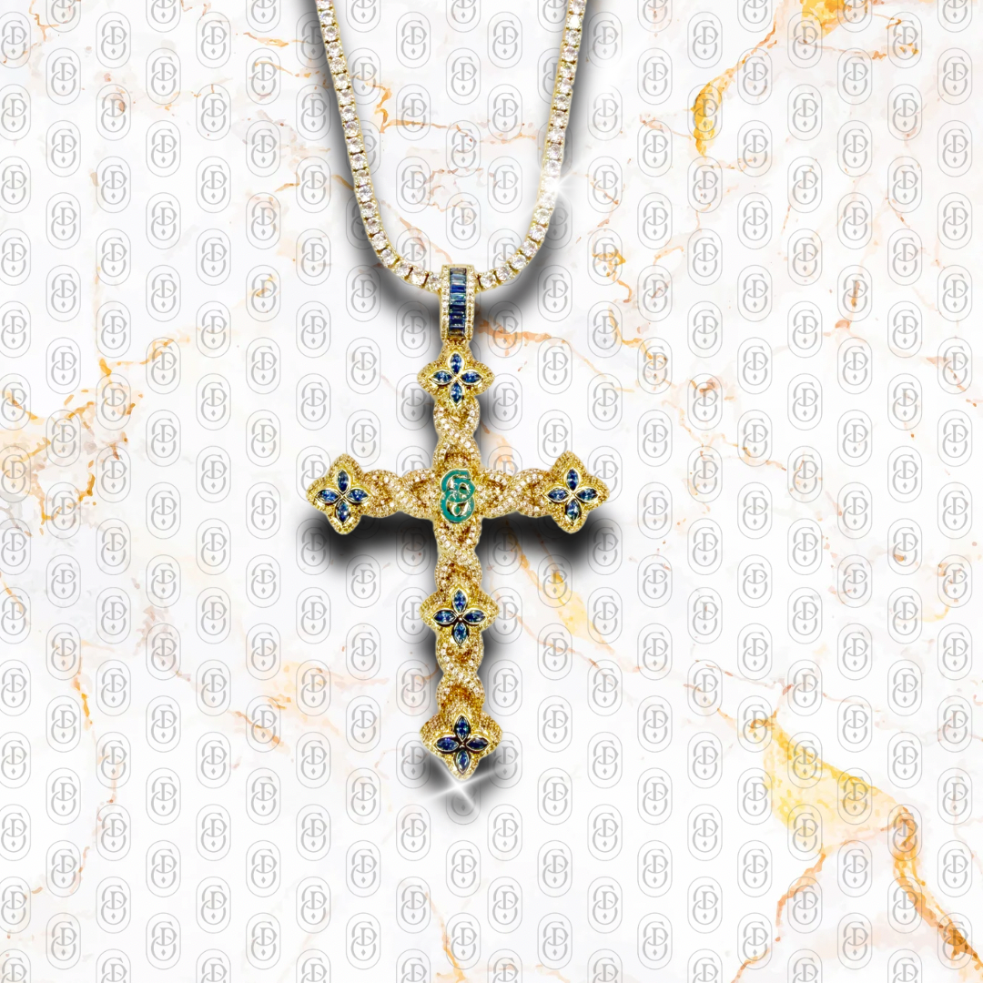 Croce Benedetta Gold Blue - COLGANTE