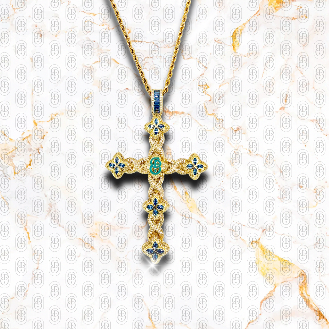 Croce Benedetta Gold Blue - COLGANTE