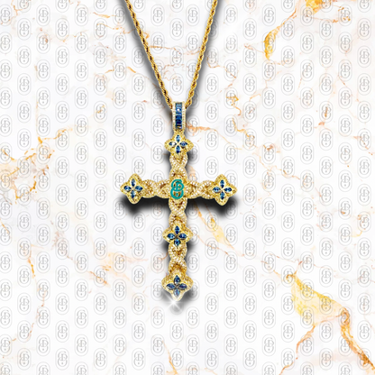 Croce Benedetta Gold Blue - COLGANTE