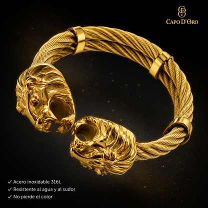 Leone Gemello · Brazalete Sólido Chapado en Oro 18k