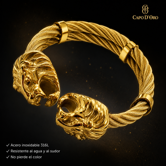 Leone Gemello · Brazalete Sólido Chapado en Oro 18k