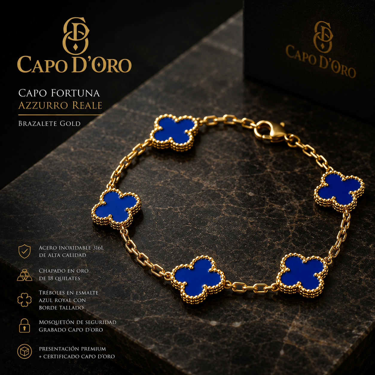 Capo Fortuna (Azzurro Reale) - BRAZALETE GOLD