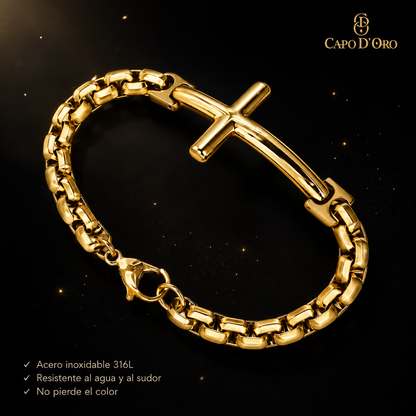 La Fe - Brazalete Sólido Chapado en Oro 18k