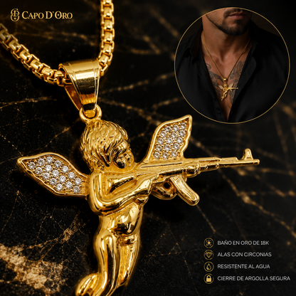 Scar Angel - Colgante Solido Chapado en Oro 18k