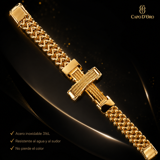 Croce Montana - Brazalete Sólido Chapado en Oro 18k