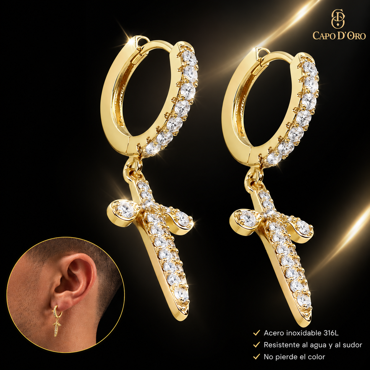 Saint Cross Gold - PENDIENTES