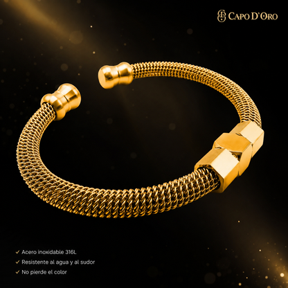 Cobra Milano - Brazalete Sólido Chapado en Oro 18k