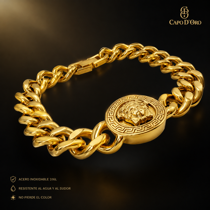 Medusa - Brazalete Sólido Chapado en Oro 18k