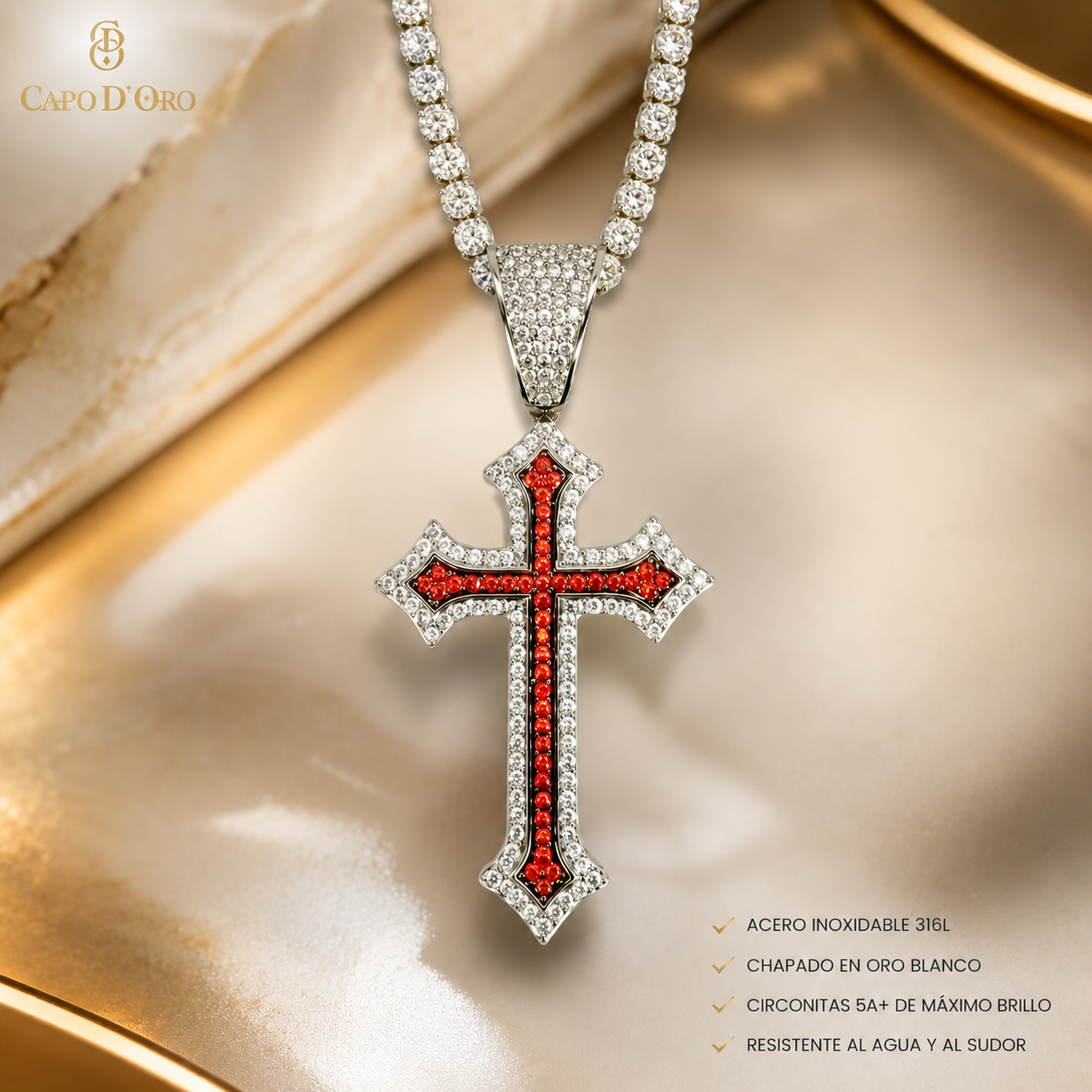Crimson Cross Red - COLGANTE SILVER