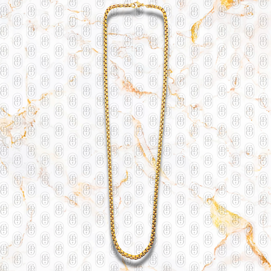 Box Lux 4mm - Cadena Sólida Chapada en Oro 18K