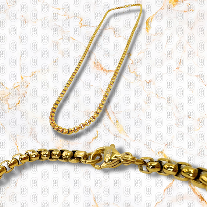 Box Lux 4mm - Cadena Sólida Chapada en Oro 18K