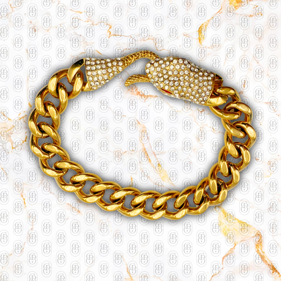 Veneno - Brazalete solido Chapado en oro 18k