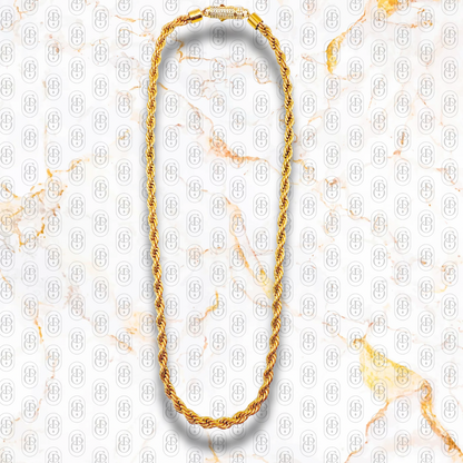 Rope Lux Diamond 6mm - Cadena Sólida Chapada en Oro 18K