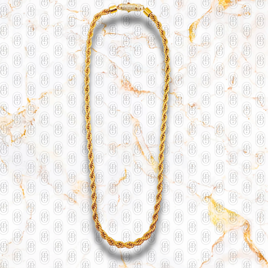 Rope Lux Diamond 6mm - Cadena Sólida Chapada en Oro 18K