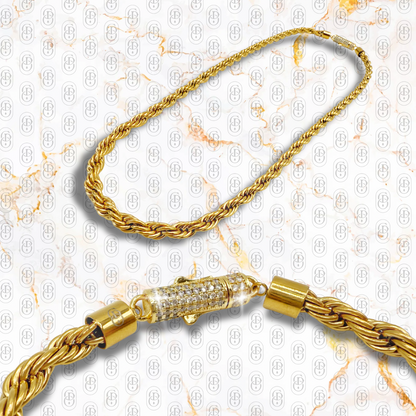 Rope Lux Diamond 6mm - Cadena Sólida Chapada en Oro 18K