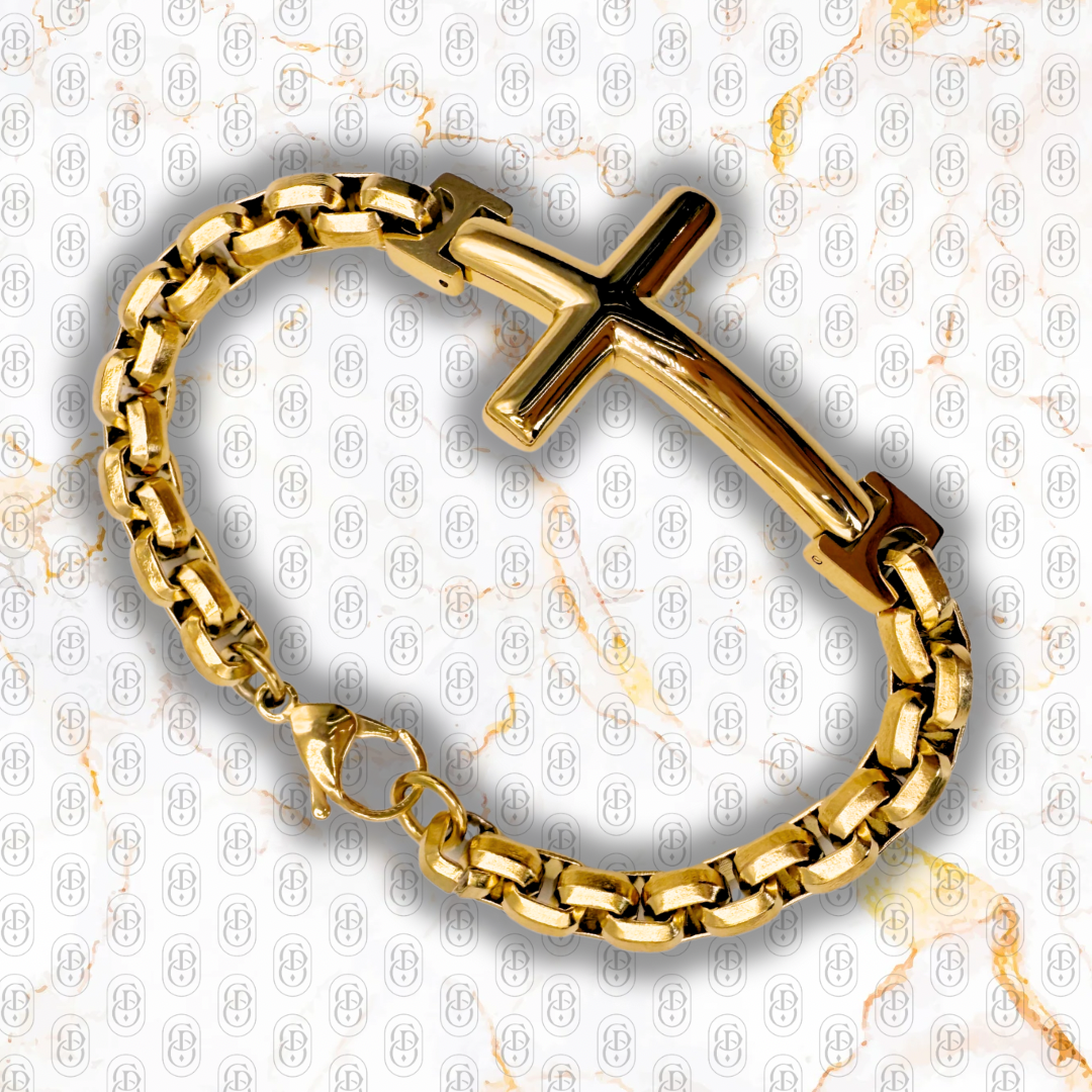 La Fe - Brazalete Sólido Chapado en Oro 18k