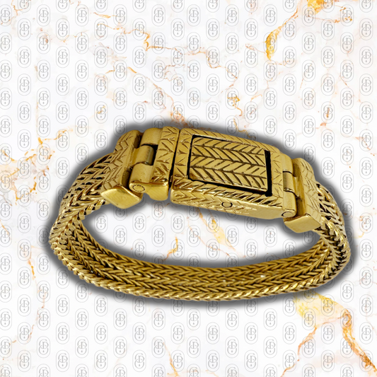 Forza - Brazalete Sólido Chapado en Oro 18k