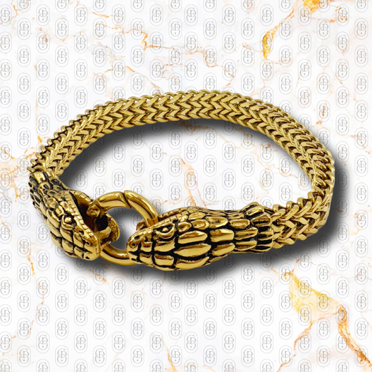 Golden Fang - Brazalete Sólido Chapado en Oro 18k