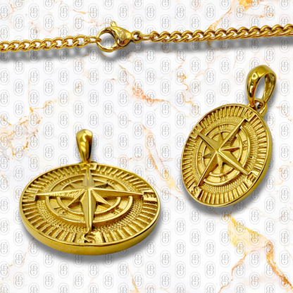 Brújula Imperiale - Colgante Solido Chapado en Oro 18K