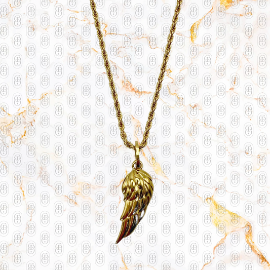 Ala Celestial - Colgante Sólido Chapado en Oro 18k